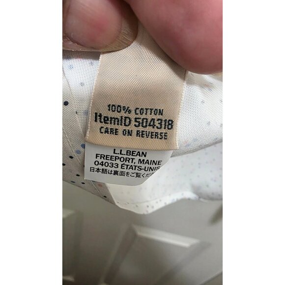 L.L.Bean Women's Wrinkle-Free Button-Up Shirt 2X White Polka Dot Print Long Slee - Picture 7 of 7